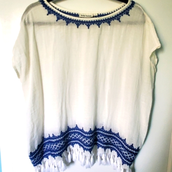 Roberta Roller Rabbit embroidered top with fringe sz M - Picture 1 of 3
